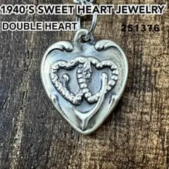 スウィートハートジュエリーダブルハート シルバーヴィンテージネックレスNAVY1