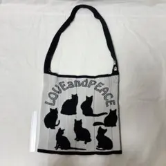 KNT365 猫柄 ニットトートバッグ