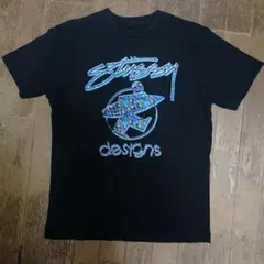 STUSSY ステューシー サーフマンロゴ 半袖Tシャツ M(S)ブラック国内品