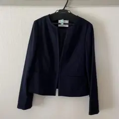 ネイビー ノーカラージャケット