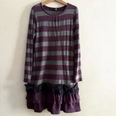 BeBe べべ ボーダー リボン ワンピース 140