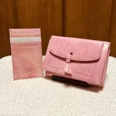 【美品】キタムラ Kitamura 二つ折り財布 & カードケース ピンクのサムネイル