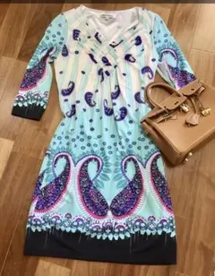 ストレッチ　ワンピース　膝丈　女子会　デート　美品