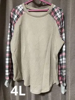 SHEIN チェック柄 長袖Tシャツ 3XL