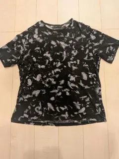 LAD MUSICIANフェザー柄 総柄 Tシャツ ブラックのサムネイル