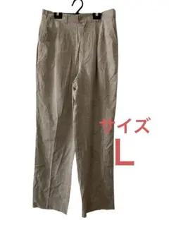 373 jasmi 新品タグ付き ベージュ スラックス プリーツ入りサイズＬ