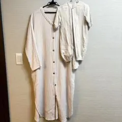 エンジェリーベ　ダブルガーゼＶネックワンピースパジャマ＋2wayオールロンパース