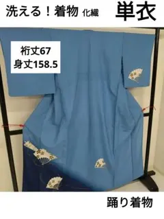 洗える着物 単衣 付け下げ 化繊 踊り着物 広衿 着物 翼-097のサムネイル