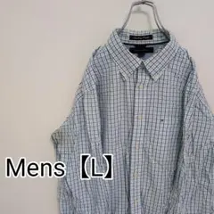 J31【US輸入】トミーヒルフィガー　長袖シャツ【メンズL】水色他チェック