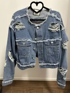 jouetie ダメージ加工 クロップドデニムジャケット
