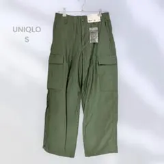 美品！UNIQLO ユニクロ　ワイドストレートカーゴパンツ　カーキ　ゆるだぼ