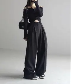 me+em select 더블 택 헤비 와이드 슬랙스 팬츠 밈 셀렉트