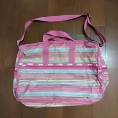 LESPORTSAC　2WAYボストンバッグ　ボーダーマルチカラー　大容量　鍵付