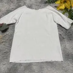 アデイインザライフ ユナイテッドアローズ リブカットソー 五分袖 白 ホワイト