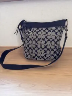 コーチ 2way ショルダーバッグ シグネチャー 黒 キャンバス×レザー