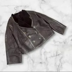 【ヴィンテージ】レザージャケット アウター 裏ボア ダブルブレスト 防寒