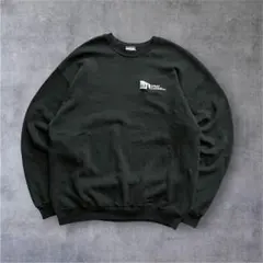 a072 古着90s JERZEES企業物スウェット刺繍ロゴ太アーム裏起毛墨黒L