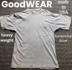 グッドウエア　GoodWEAR ターコイズブルー　 USA製　ポケットTシャツ