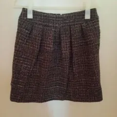 スピックアンドスパン　ブラウンツイードミニスカート　36サイズ