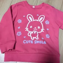 ウサギプリント トレーナー 90サイズ ピンク