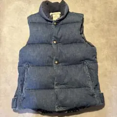 【訳あり】レミレリーフ デニムダウンベスト 裏地バンダナ柄 XS
