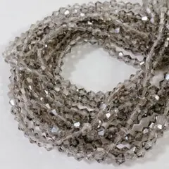 hu446/SALE！ガラスビーズ◇ソロバン形 スモーキークリア系10連