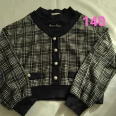 中古　メゾピアノジュニア　 チェック柄 長袖カットソー S (140)