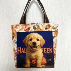 【SALE】ミニトートバッグ ハロウィン ゴールデンレトリバーちゃんパネル♡