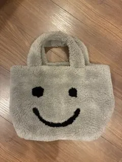 SMILEY x cooco ボア トートバッグ グレー