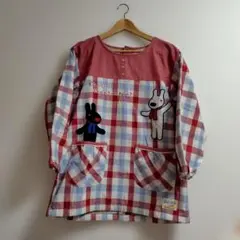 リサとガスパールチェック柄エプロン M-L　冬物　 保育士