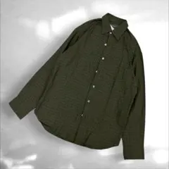 バナナリパブリック　チェック柄 長袖シャツ　新品未使用　オリーブグリーンS（C4