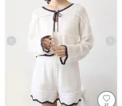 新品未使用　ジェラートピケ　クロシェショートカーディガン　ショートパンツ