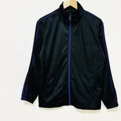 裏起毛トラックジャケット　ジャージ上　Mサイズ　黒ブラック　紫パープルライン入り