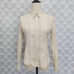 1295【コムサイズ】長袖シャツ☆ストライプ☆ブラウス☆レディース☆Mトップス