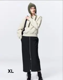 GU 裏フリース フロントジップ スカート ブラック　XL
