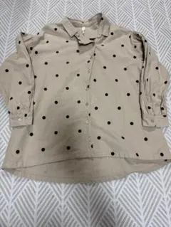 ドット柄長袖シャツ / ベージュ