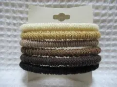 ブラック・ダークブラウン・ブラウン・キャメル・ベージュ・アイボリーヘアゴムセット