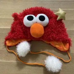 セサミストリート　エルモ フリース帽子 赤 USJ
