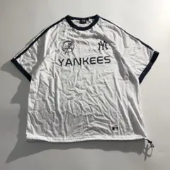 MLB ヤンキース コットン リンガーTシャツ 半袖 ロゴ 古着