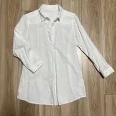 VIS 麻混合　白シャツ　七分袖　Mサイズ　美品