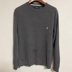 POLO RALPH LAUREN グレー リブ編み ワッフル長袖カットソー M