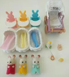 シルバニアファミリー　ショコラウサギのみつごちゃんお世話セット