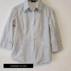 COMME CA ISM ストライプ 五分袖シャツ