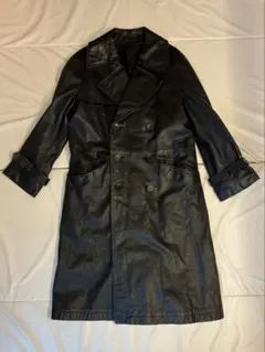 黒 レザー トレンチコート ベルト付き