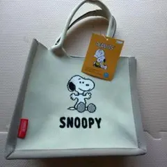 新品未使用スヌーピーニットスクエア手提げバックのサムネイル