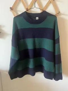 ボーダー　ニット　グリーン　y2k グランジ