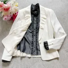 レリアン　ブラウス　シャツ　フリル　スタンドカラー　9号　グレー　長袖　タック