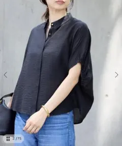 IENA リネン混 襟付きブラウス