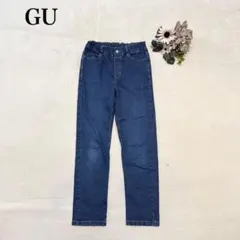 【ジーユー】ストレートデニム（140cm）ウエストゴム シンプル カジュアル 綿