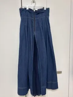 マーキュリーデュオ デニム プリーツ切り替え ロングスカート